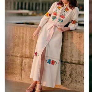 Sezane embroidery Georgia maxi dress